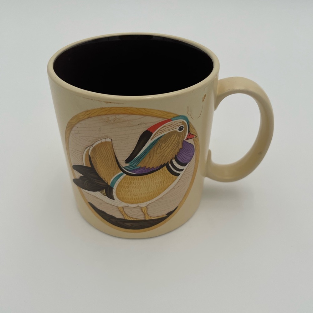 Applause Duck Vintage Ceramic Mug 80s Beige Tea Coffee Cup 12ozs